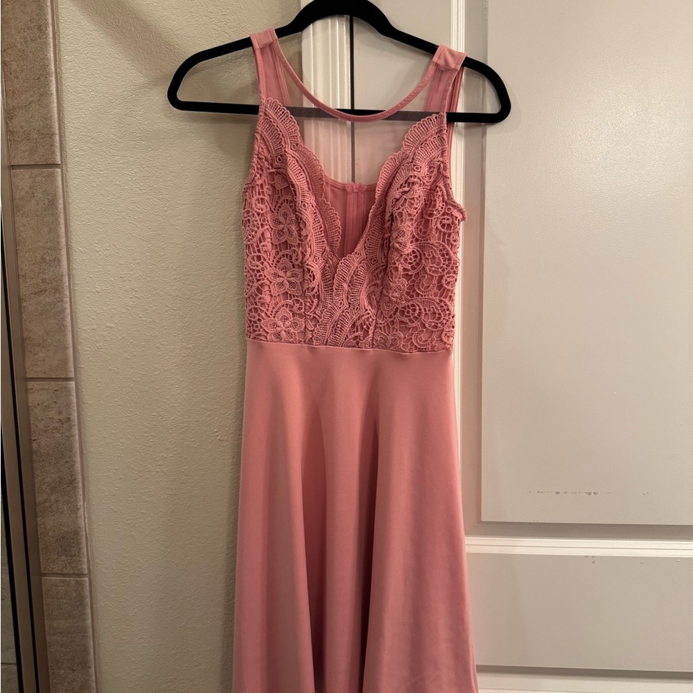 Pink Lace Sleeveless Dress